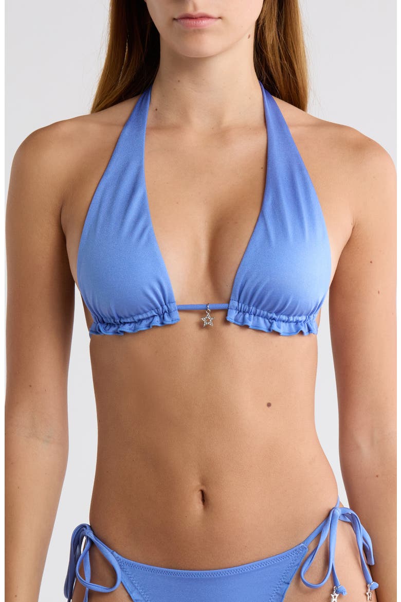 Cecilia Star Charm Triangle Bikini Top, Main, color, CELESTIAL BLUE