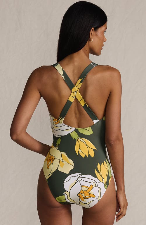 Lands' End Chlorine Resistant Scoop Neck X-back One Piece Swimsuit In Green