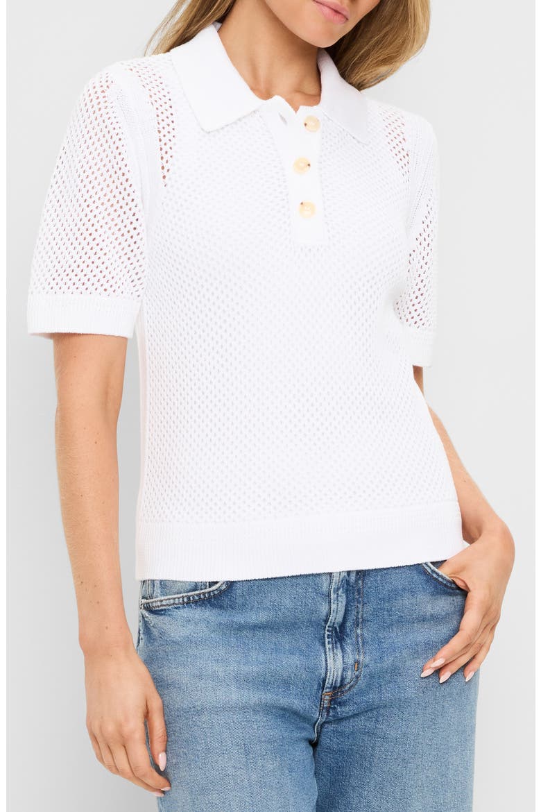 Perri Open Stitch Cotton Sweater, Alternate, color, WHITE