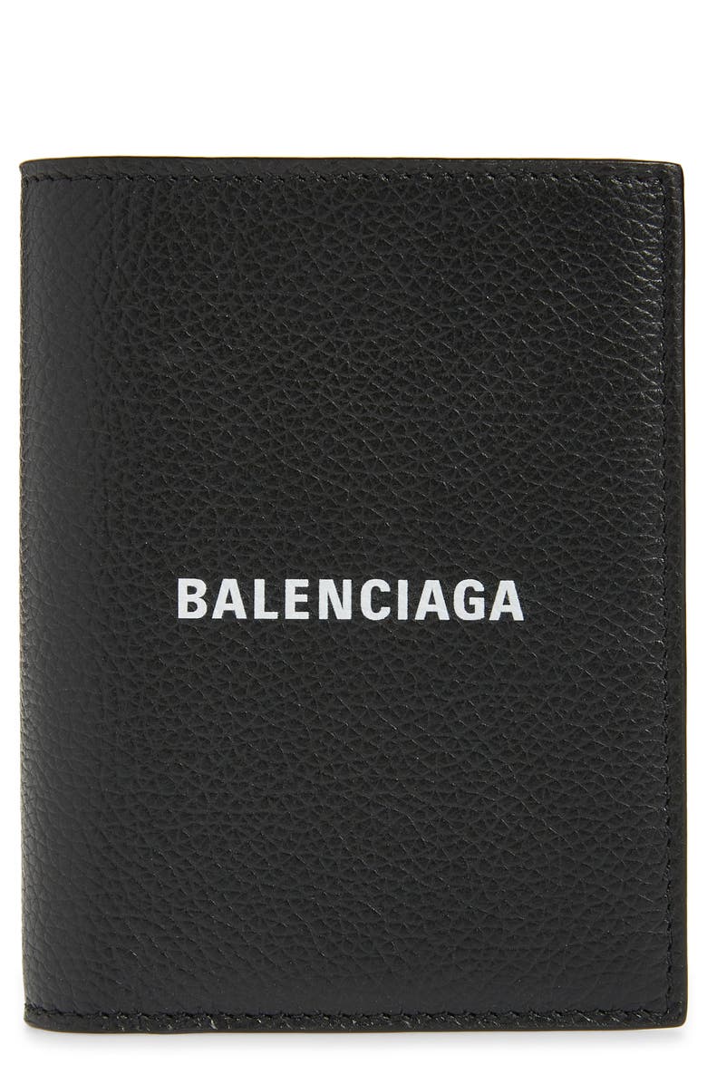 Balenciaga Cash Logo Vertical Leather Bifold Wallet, Main, color, 