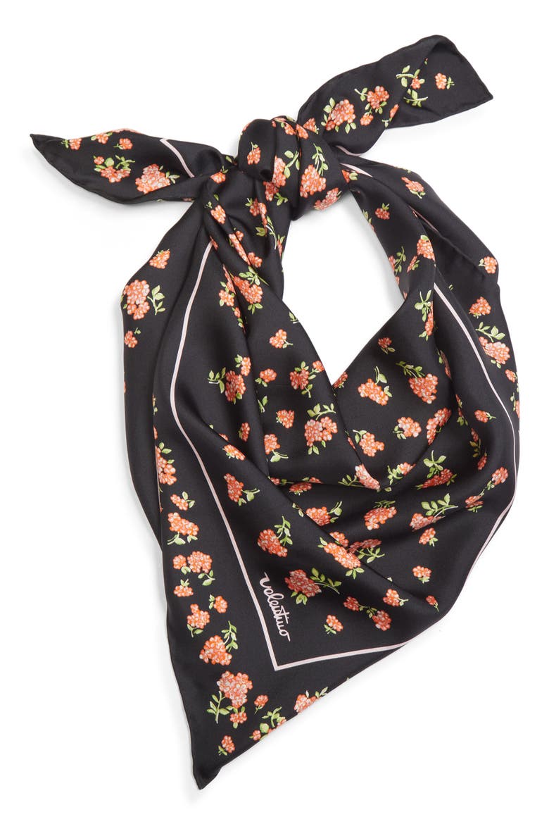 Mazzetto Coriandolo Silk Square Scarf, Alternate, color, BLACK/ ROSE
