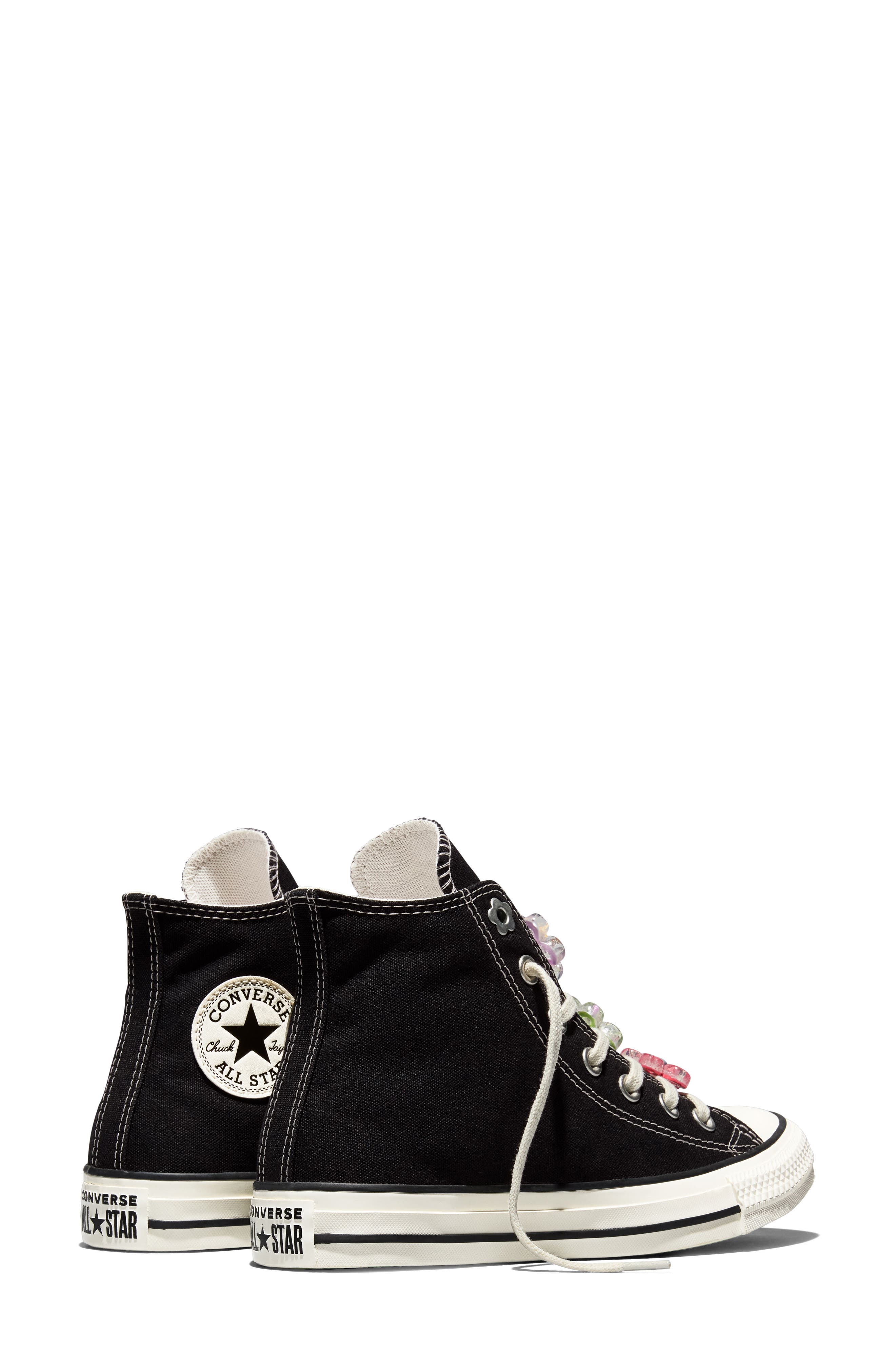 Chuck Taylor® All Star® Floral Charm High Top Sneaker, Alternate, color, BLACK/ EGRET/ CHERRY BALM