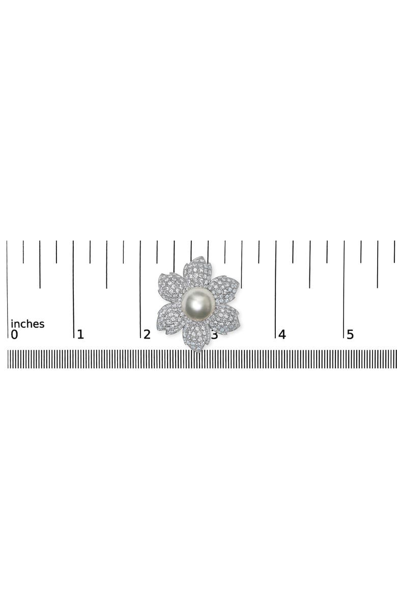 Haus of Brilliance 18K Gold 2 3/4 Cttw Diamond and Pearl Floral Brooch Pin, Alternate, color, White