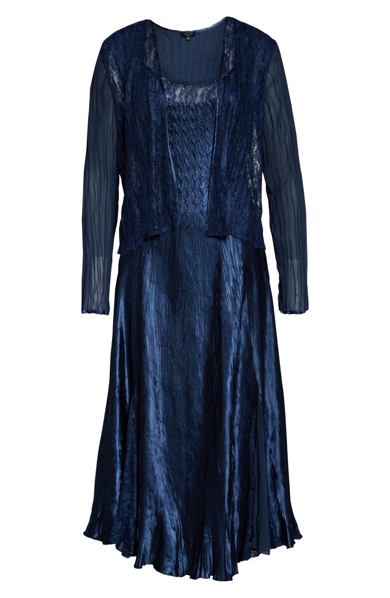 Komarov Charmeuse Midi Dress with Jacket, Alternate, color,