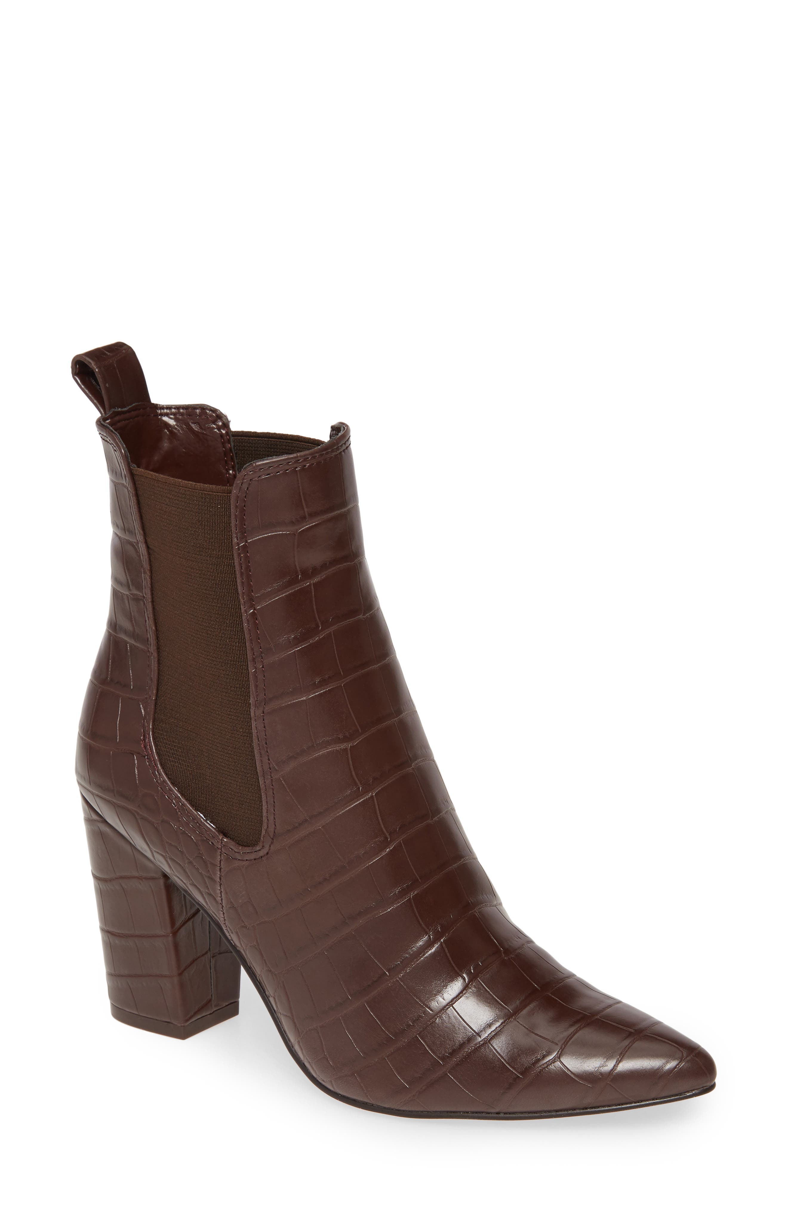 Subtle Snake Embossed Chelsea Boot, Main, color, BROWN CROCODILE