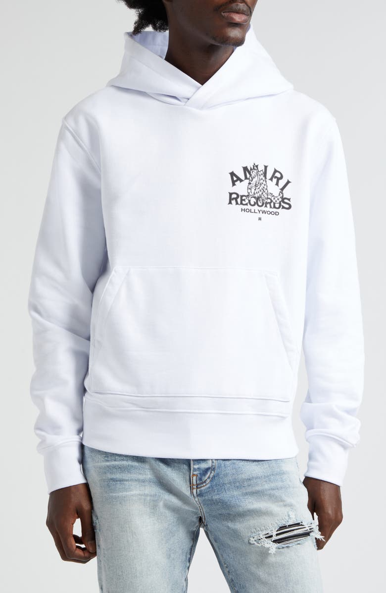 AMIRI Wolf Records Cotton Graphic Hoodie, Main, color, 