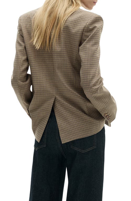 Mango Micro Houndstooth Straight Fit Blazer In Brown