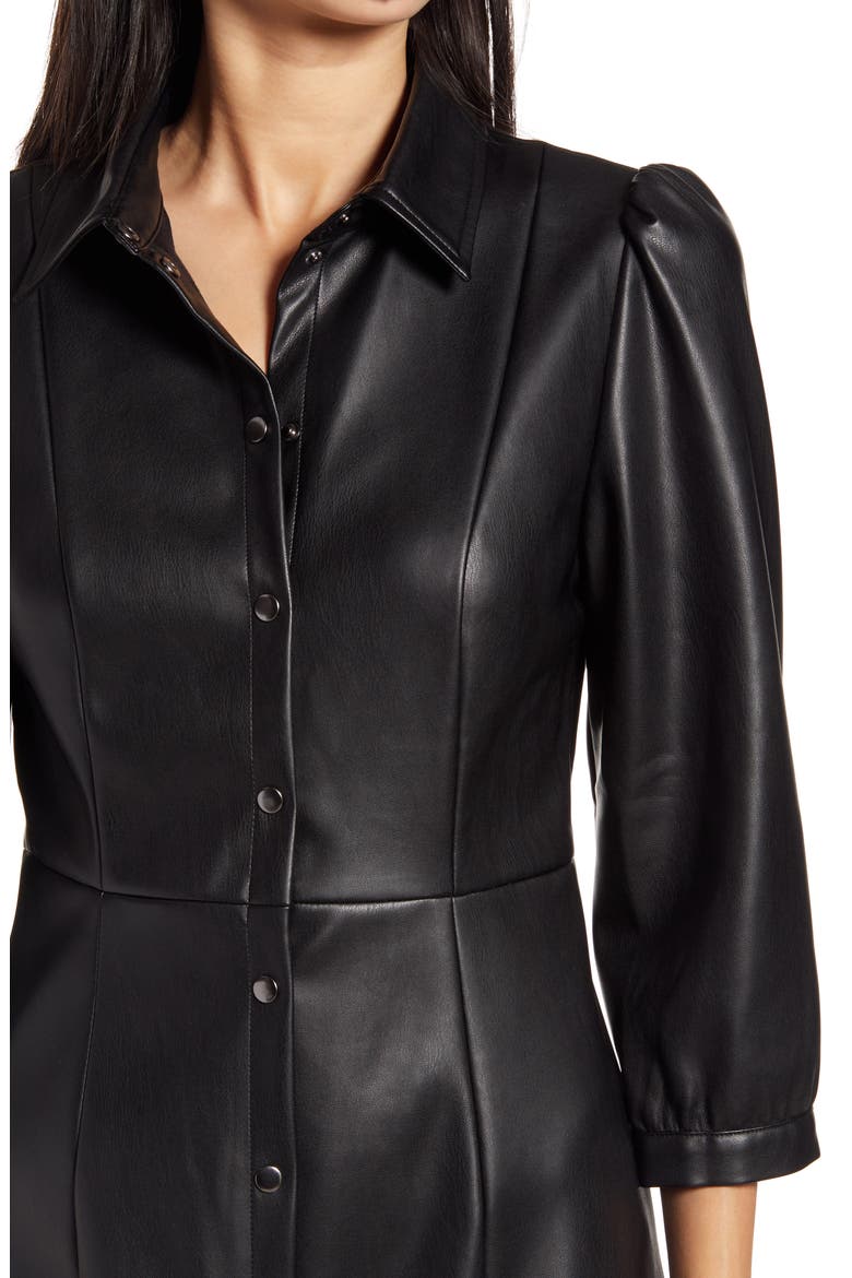 Molly Butter Faux Leather Dress, Alternate, color, BLACK