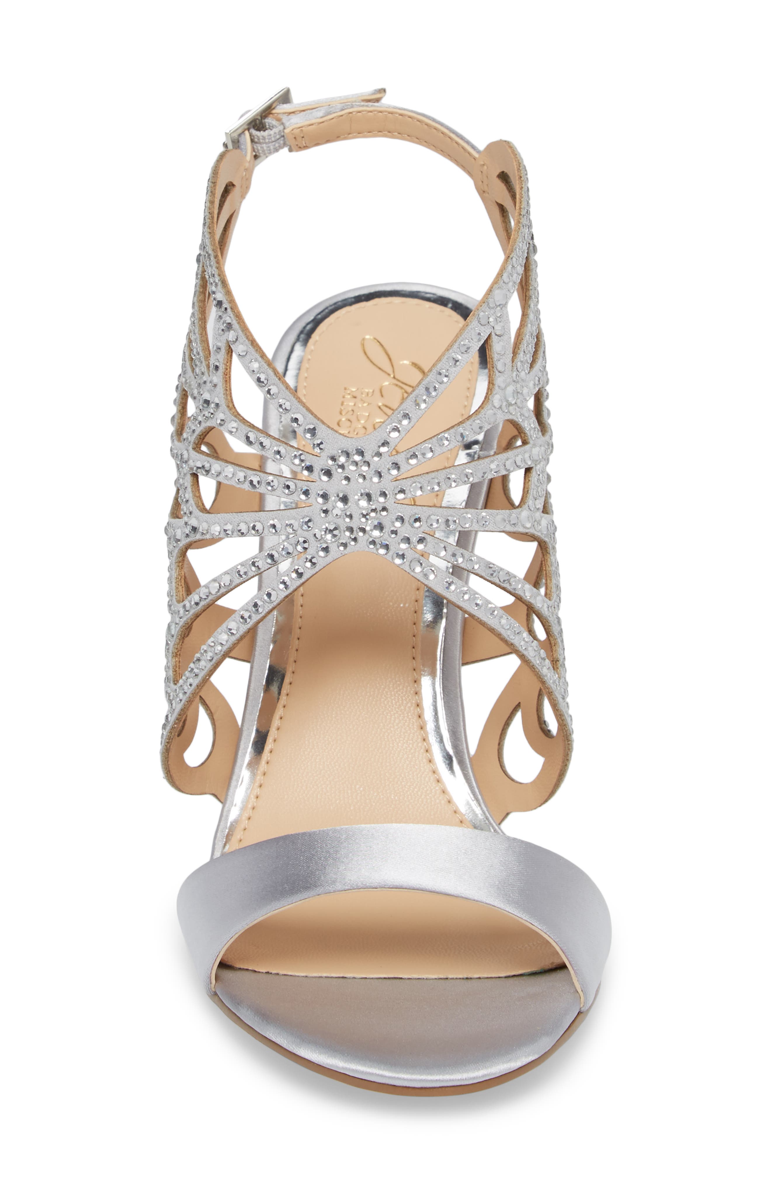 Taresa Crystal Embellished Butterfly Sandal, Alternate, color, SILVER SATIN