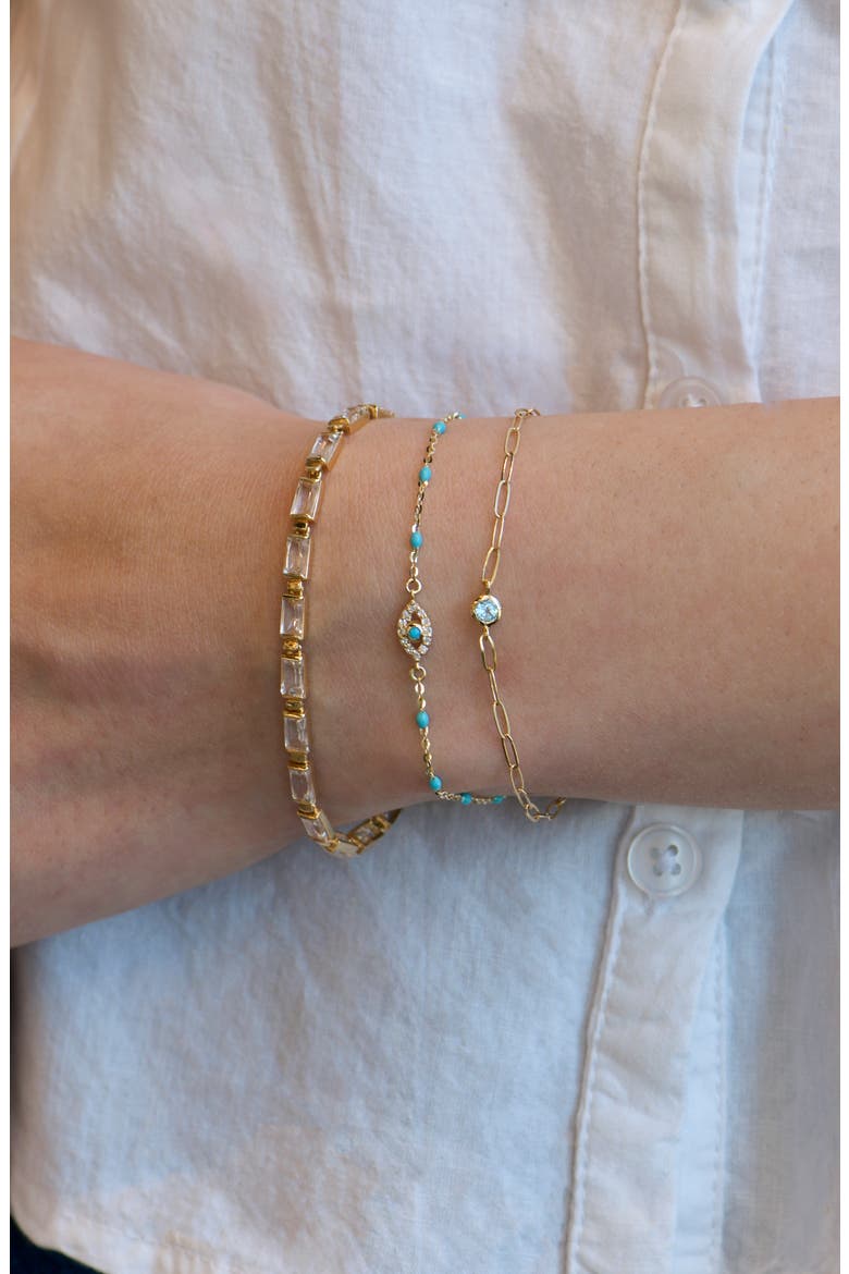Evil Eye Turquoise Pavé Diamond Bracelet, Alternate, color, TURQUOISE