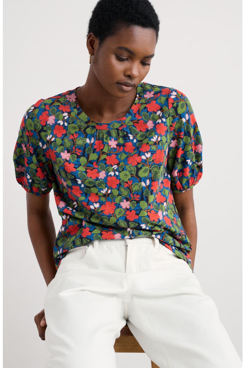 Seaberry Floral Puff Sleeve Top, Alternate, color, HOUSEPLANT MARITIME