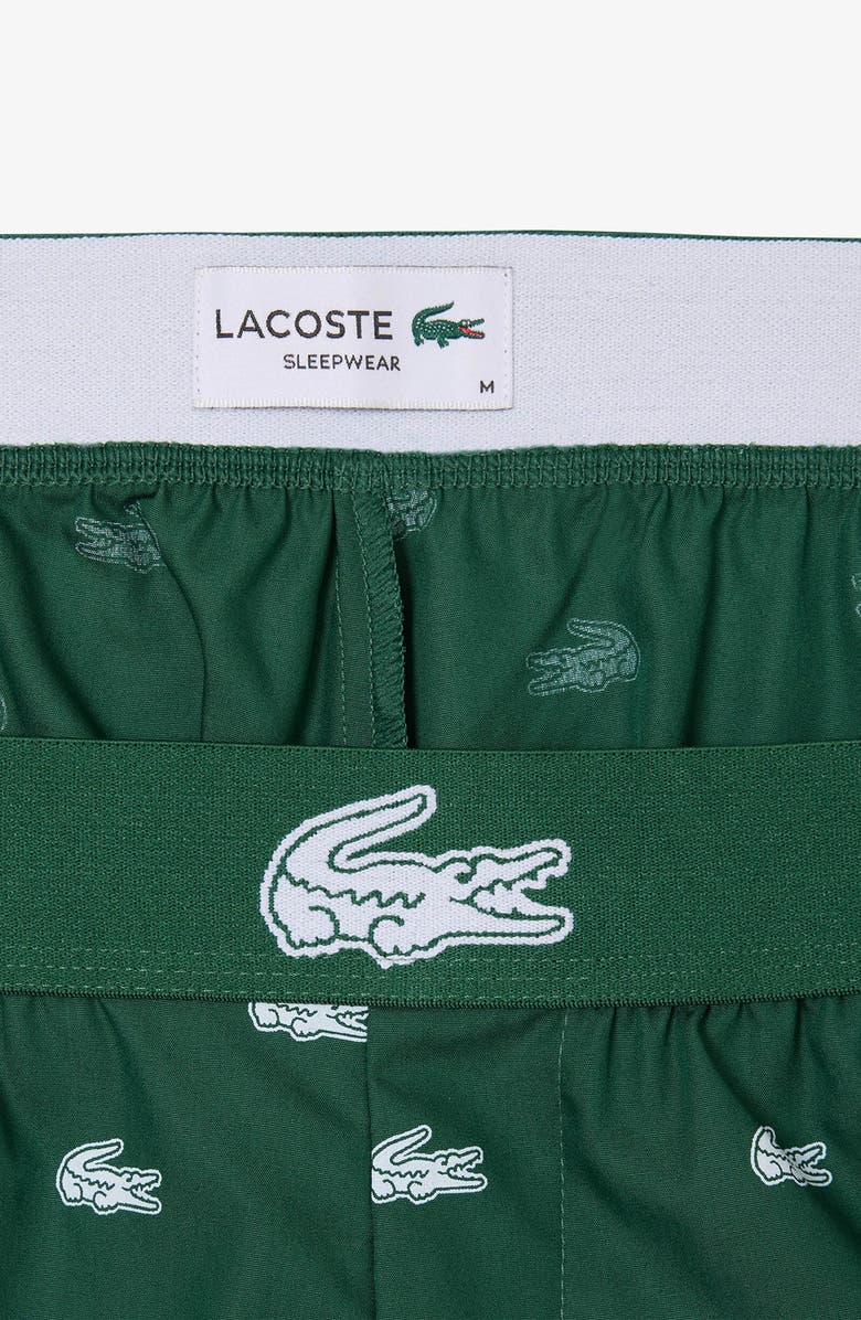 Lacoste Logo Print Cotton Pajama Pants, Alternate, color, 291 Green/ White