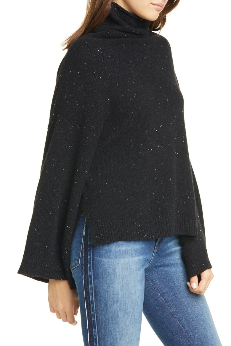 Funnel Neck Swing Cashmere Sweater, Alternate, color, NOIR MULTI