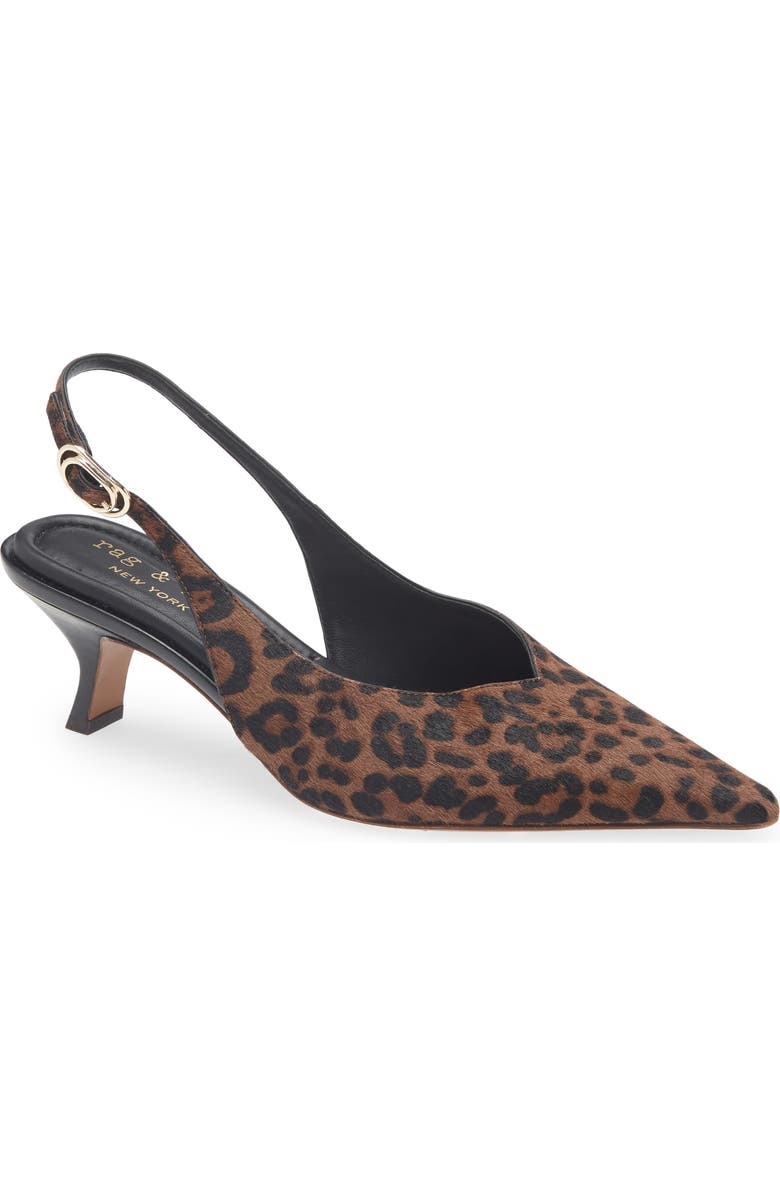rag & bone Madison Slingback Pointed Toe Kitten Heel Pump, Main, color, Leopard