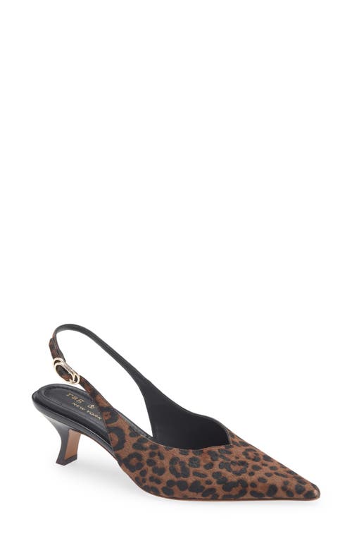 Rag & Bone Madison Slingback Pointed Toe Kitten Heel Pump In Animal Print