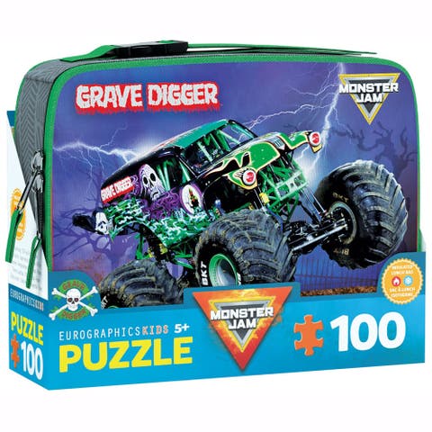 Monster Jam Puzzle & Lunch Box Grave Digger, 100Piece Jigsaw