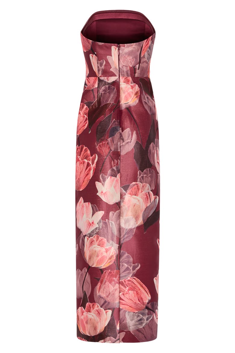 Orion Tulip Brocade Strapless Maxi Dress, Alternate, color, RED MULTI