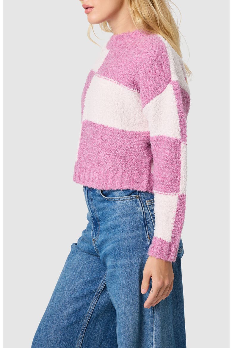 Colorblock Checker Sweater, Alternate, color, BERRY
