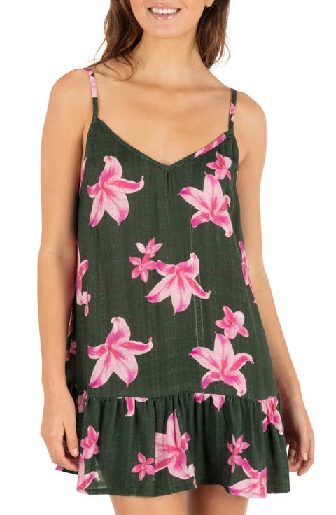 Photoreal Floral Cover-Up Minidress