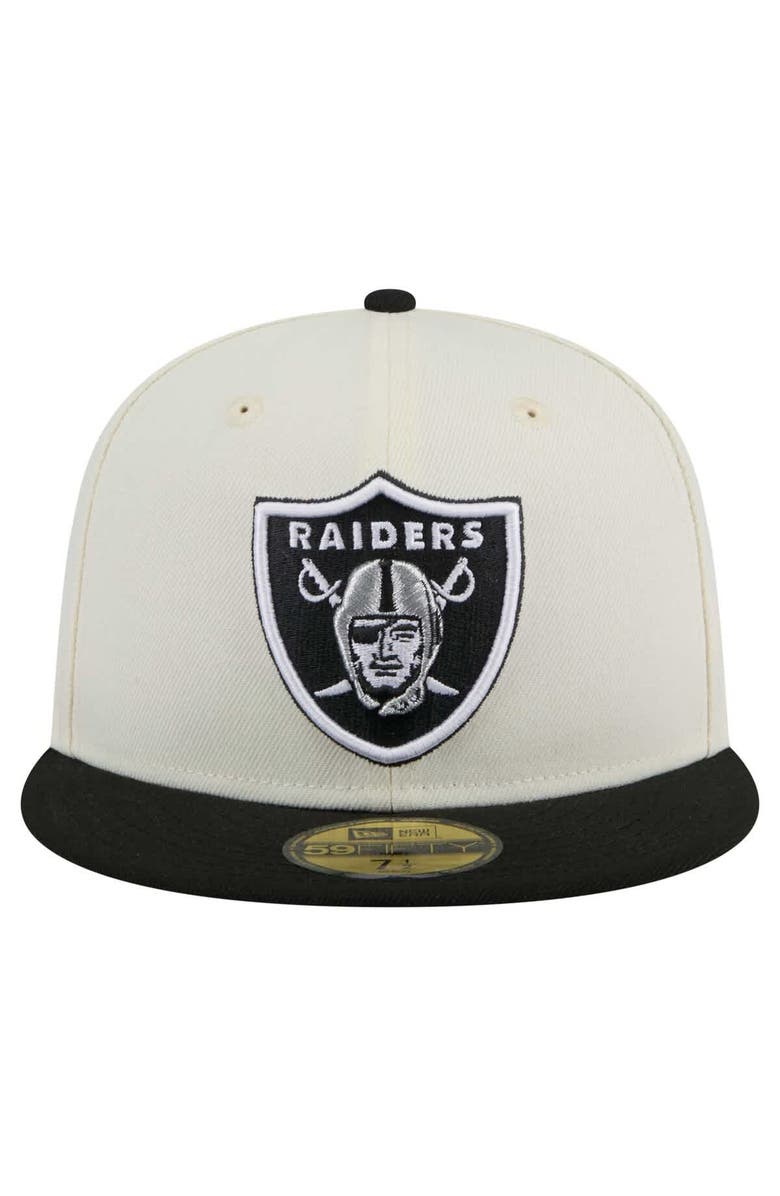 New Era Men's New Era White/Black Las Vegas Raiders Main 59FIFTY Fitted Hat, Alternate, color, White
