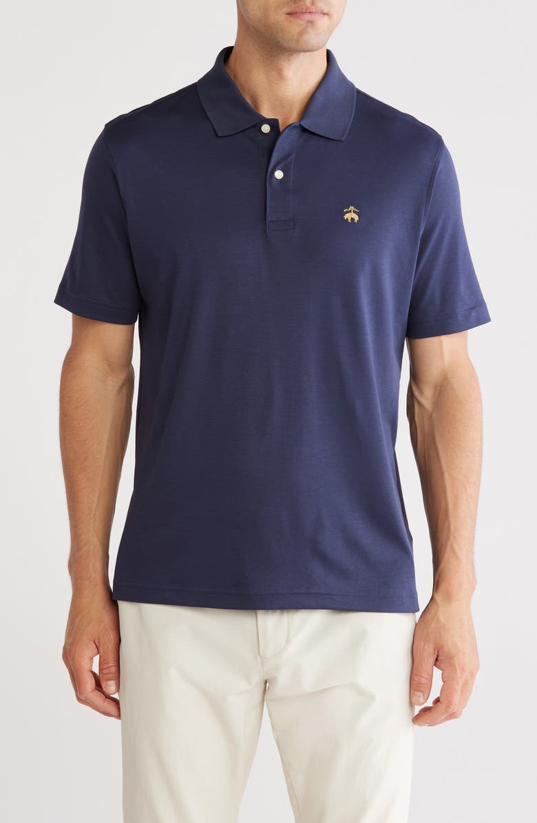 Brooks Brothers Cotton Interlock Polo, Main, color, Mood Indigo