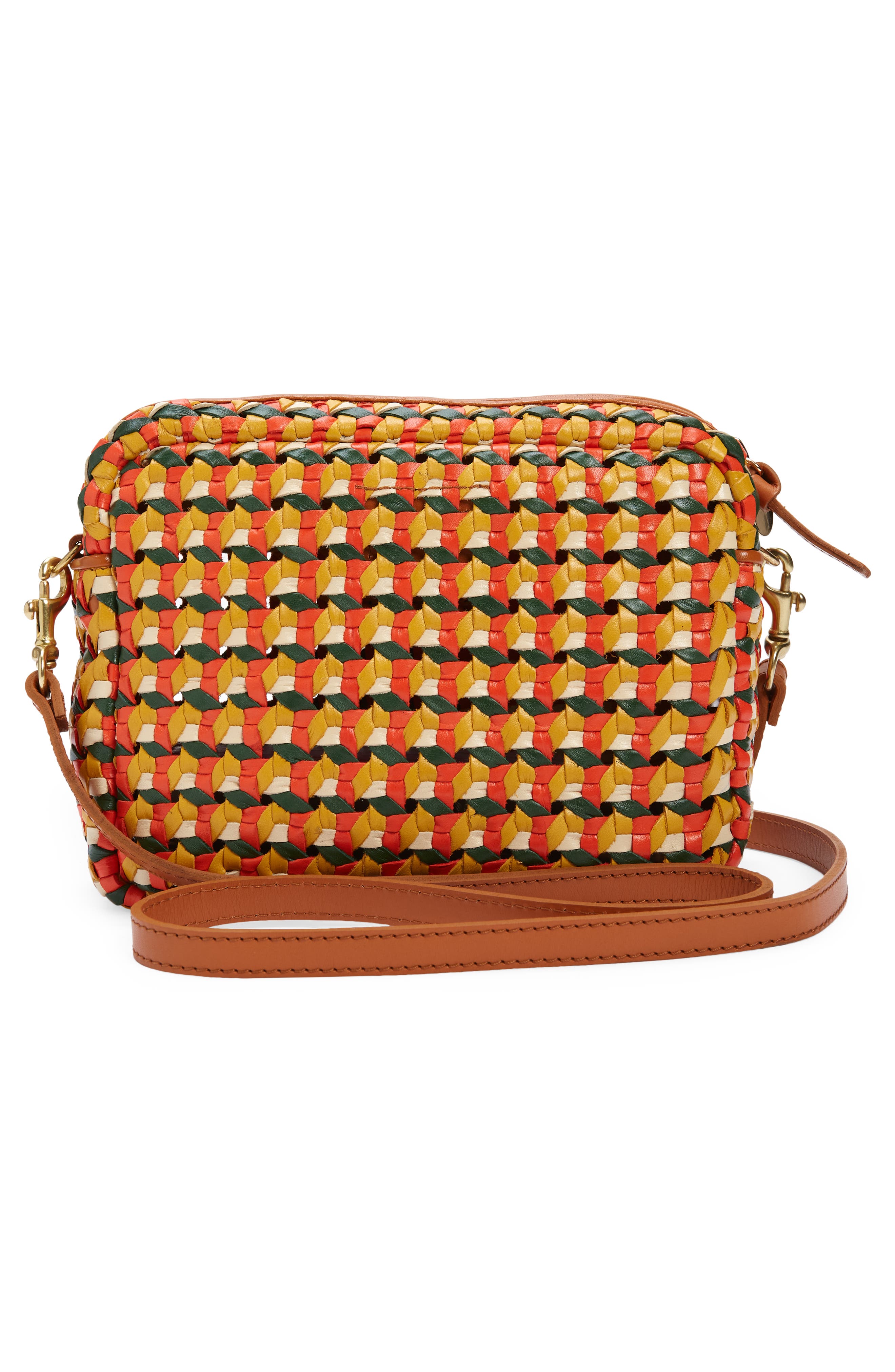 Clare V. Midi Sac Woven Leather Crossbody Bag, Alternate, color, 