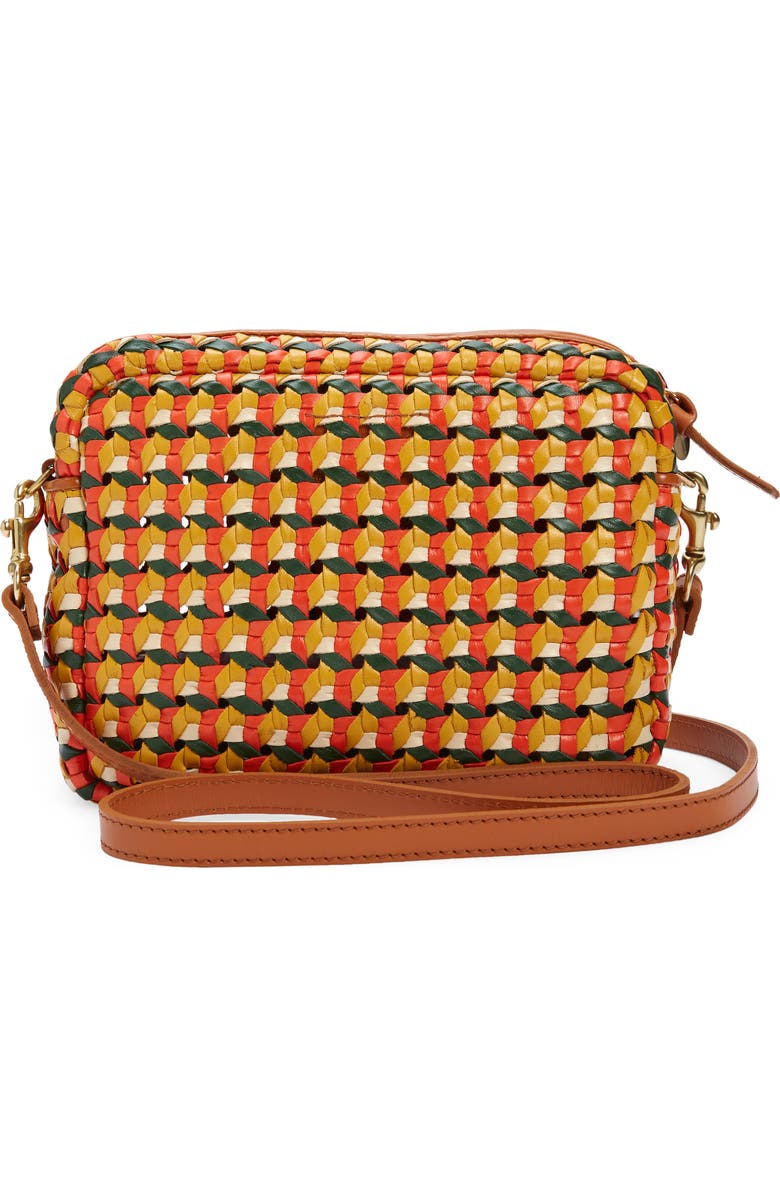Clare V. Midi Sac Woven Leather Crossbody Bag, Alternate, color,