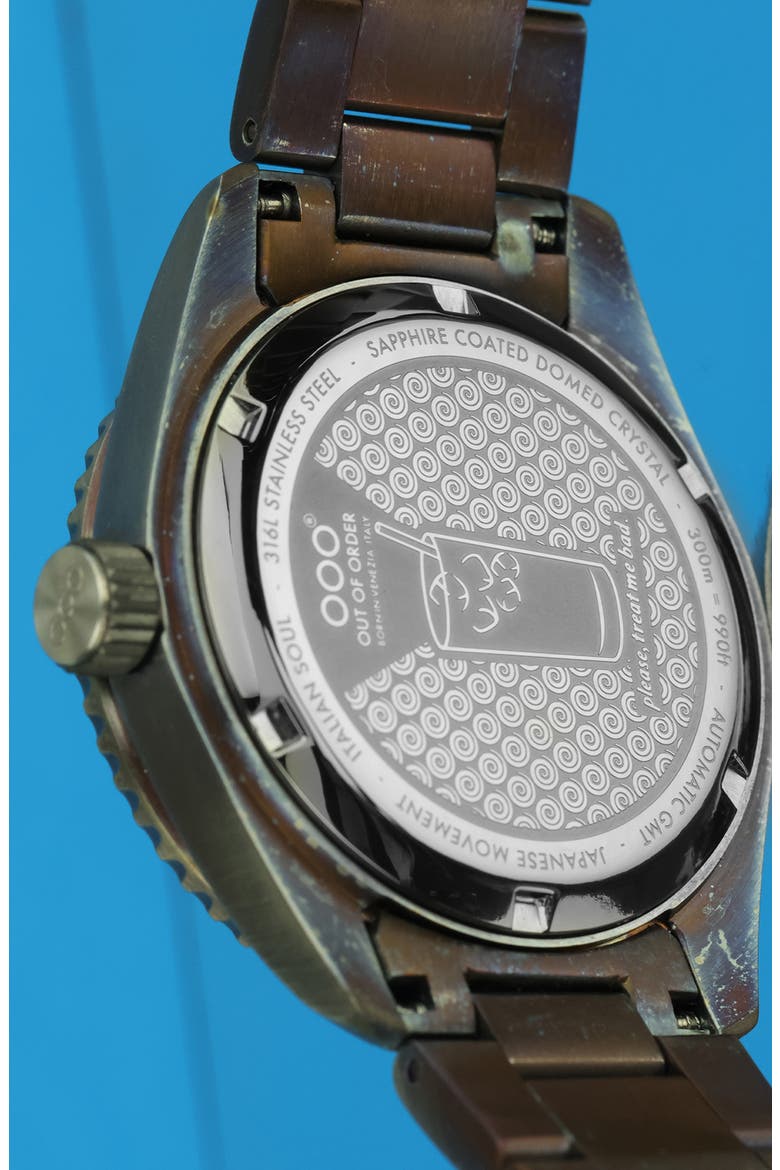 Shaker Automatic GMT Ultra Distressed Bracelet Watch, 40mm, Alternate, color, BOMBA BLUE