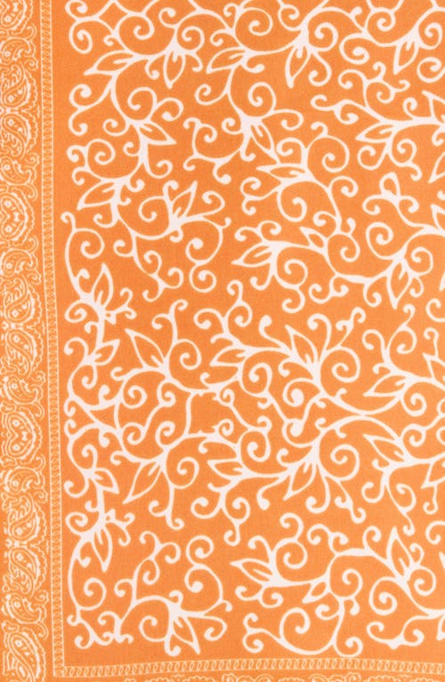 Ellian Paisley Print Satin Square Scarf In Orange