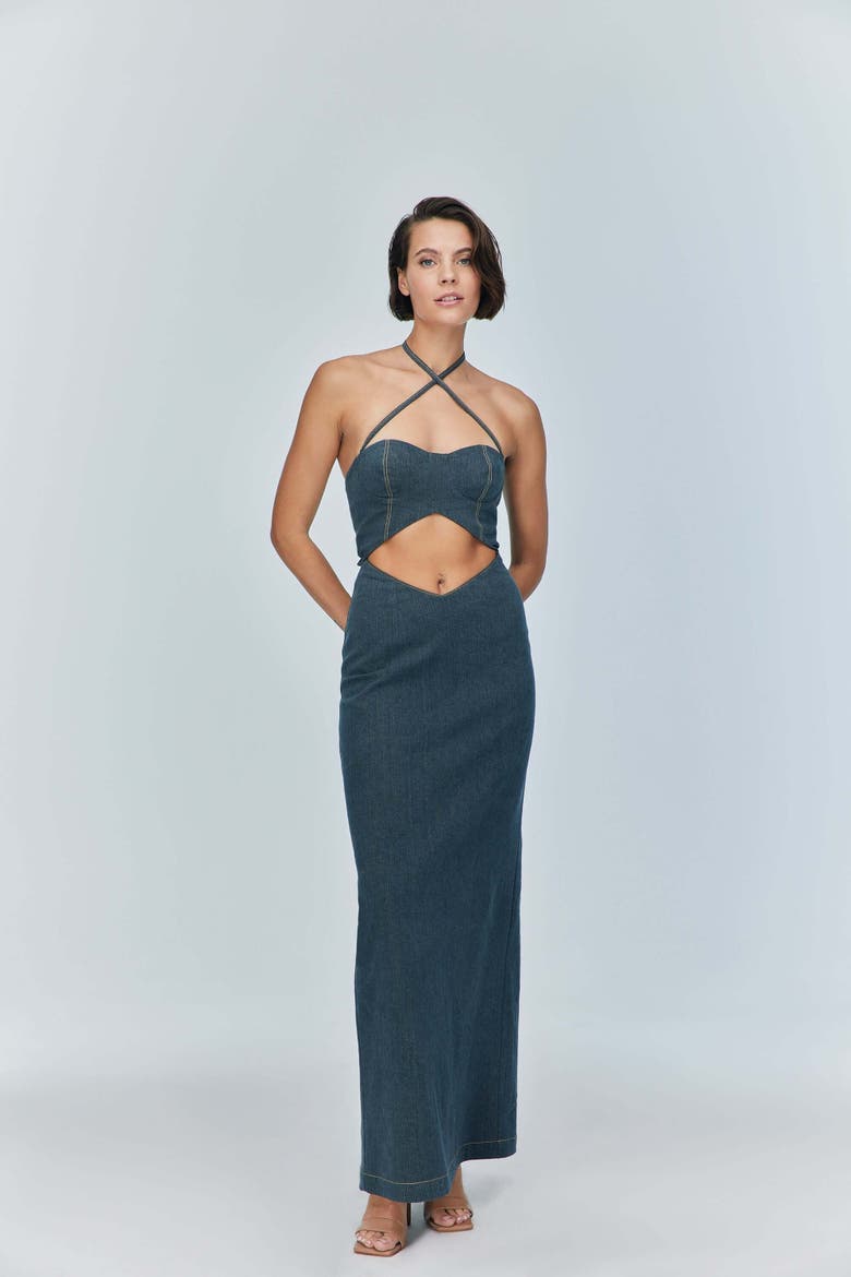 Monte Maxi Denim Dress, Main, color, Blue