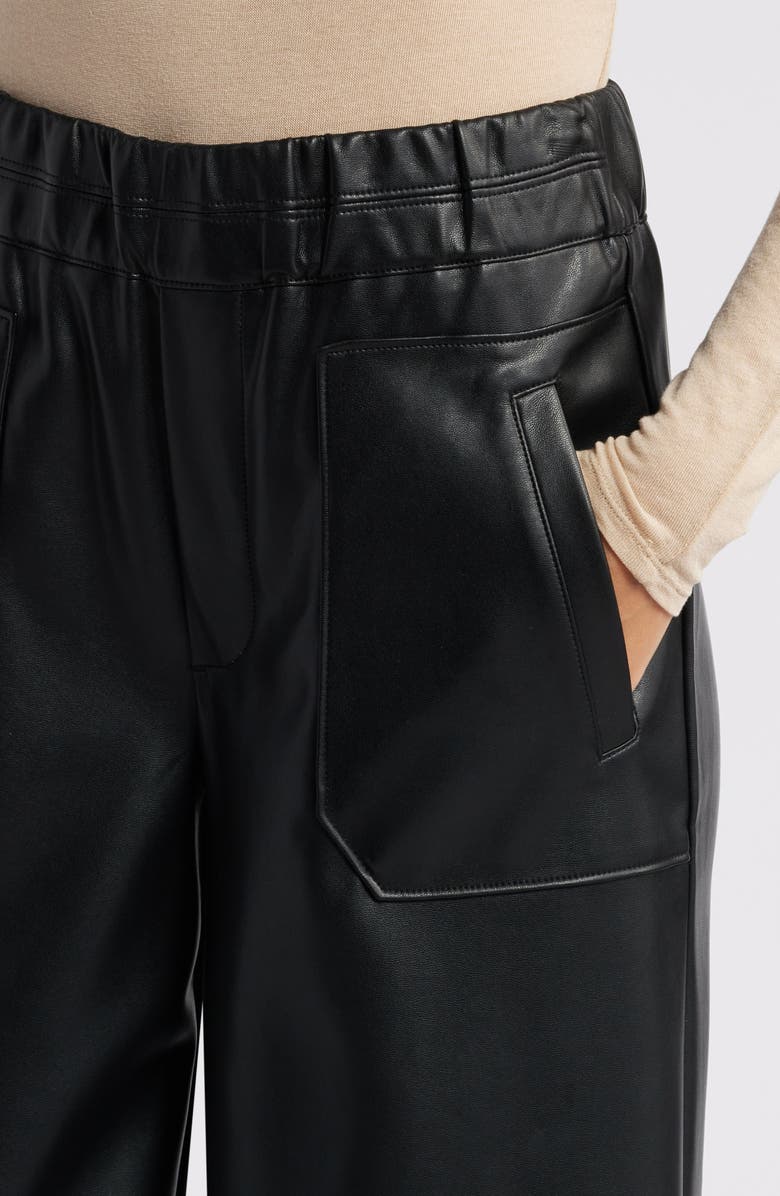 Wit & Wisdom Skyrise Faux Leather Palazzo Pants, Alternate, color, Black