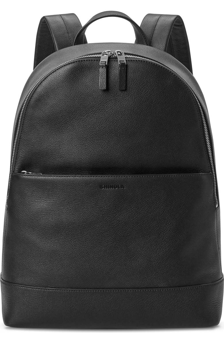 Shinola Canfield Pebble Leather Backpack, Main, color, Black