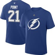 FANATICS Men's Fanatics Brayden Point Blue Tampa Bay Lightning Authentic Stack Name & Number T-Shirt