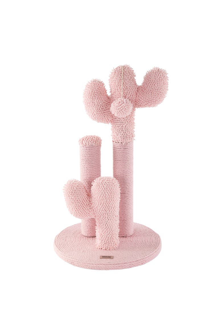 Marfa Modern Jute Triple-Cactus Cat Scratching Post with Fuzzy Toy, Alternate, color, Pink