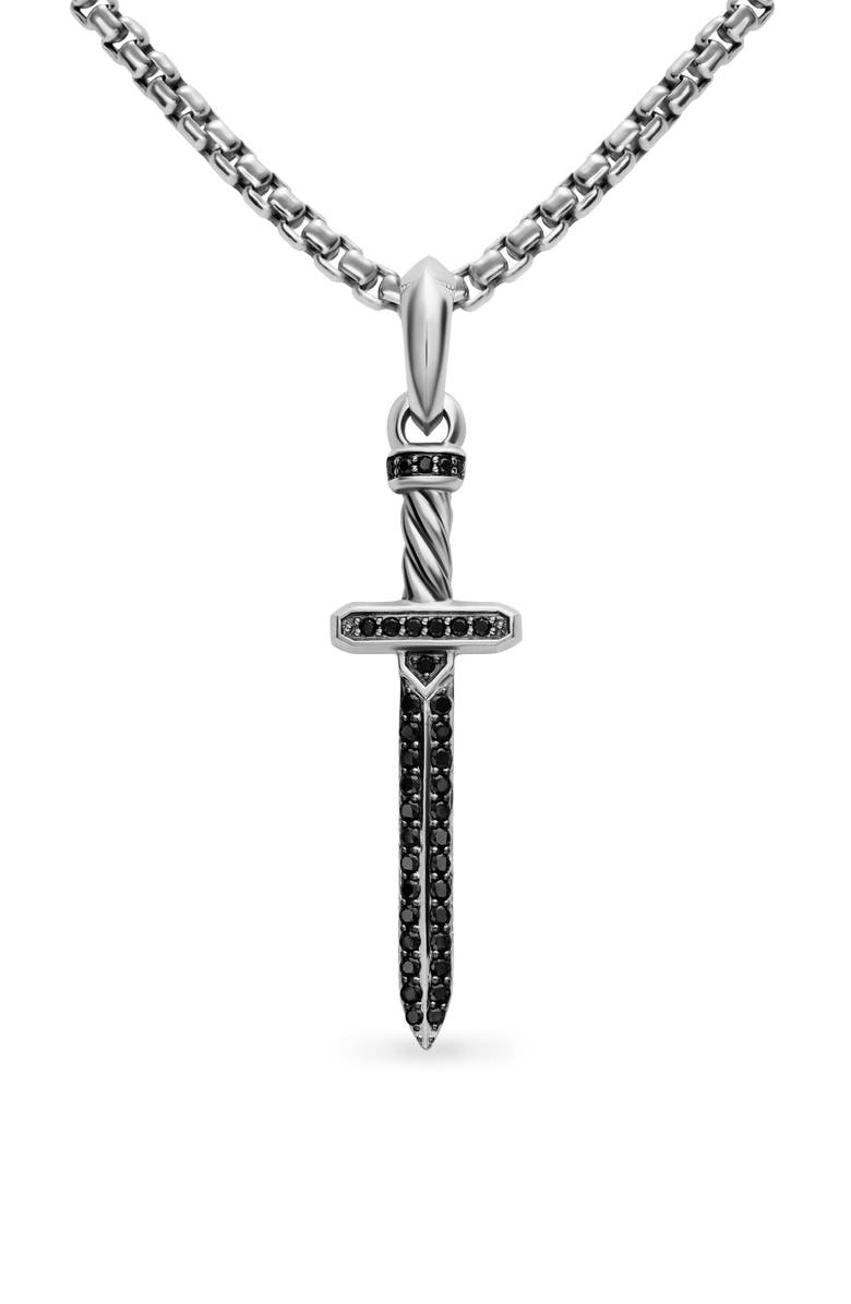 David Yurman Pavé Black Diamond Sword Amulet, Alternate, color, Silver Pave