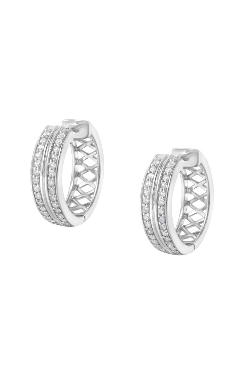 Haus of Brilliance 10K White Gold Diamond Hoop Earring, Alternate, color, White