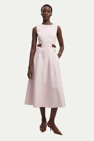 Karen Millen Fitted Belt Crew Neck Midi Dress