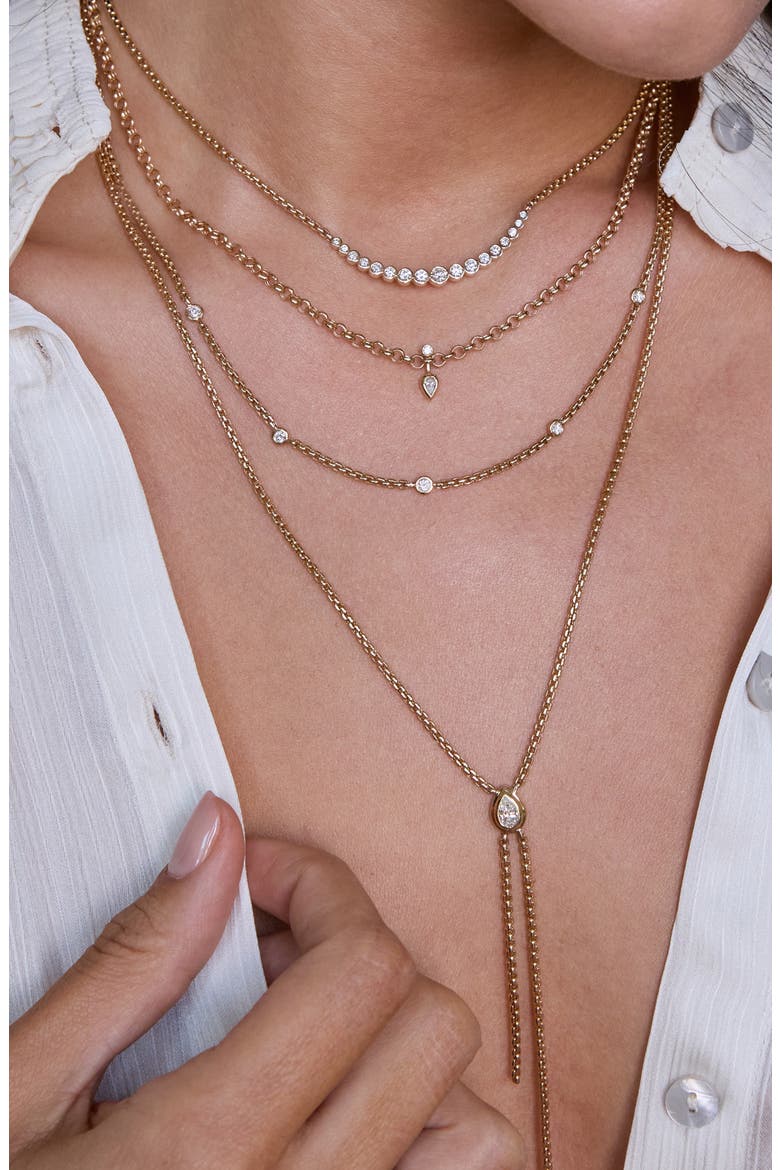 14K Gold Floating Diamond Small Box Chain Station Necklace, Alternate, color, 14K YELLOW GOLD
