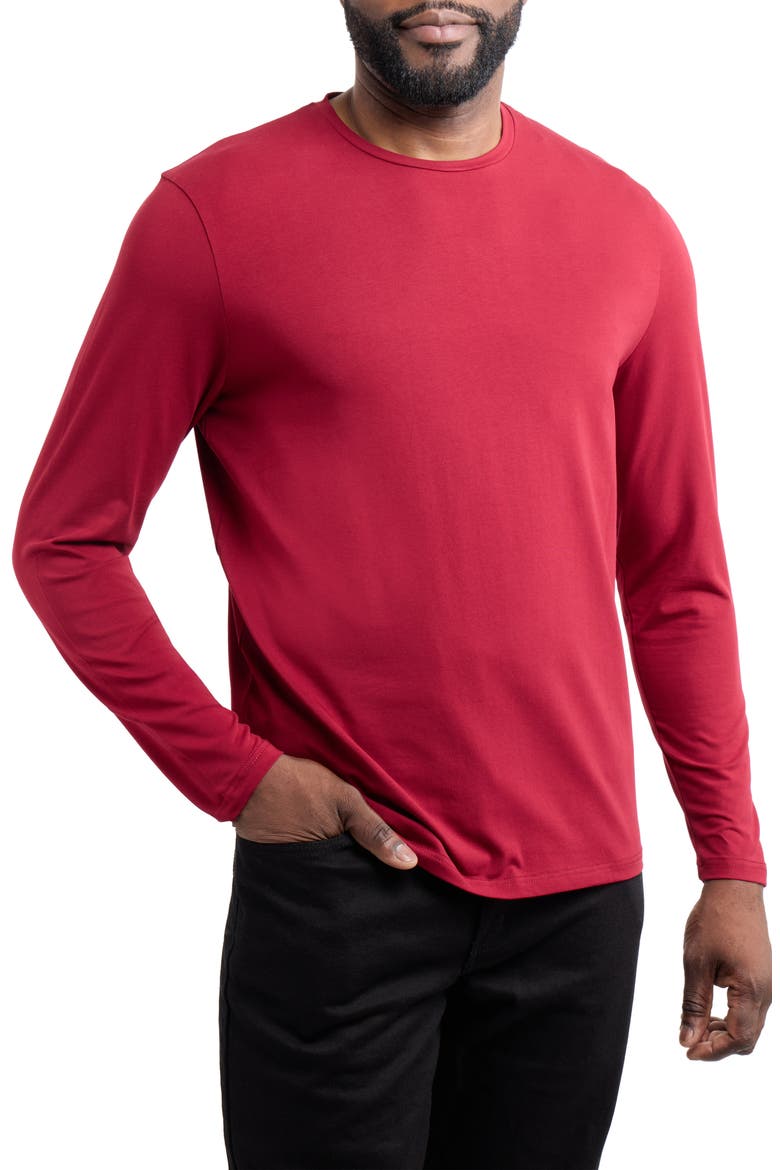 Crewneck Long Sleeve T-Shirt, Alternate, color, BURGUNDY