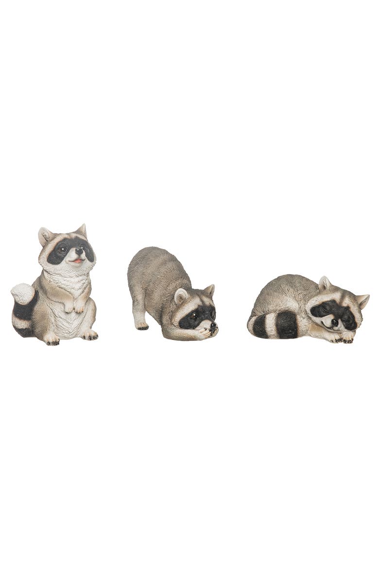 Woodland Raccoon Figurines Set of 3 Resin Home Decorations for Spring Decorative Objects, Main, color, Multicolored