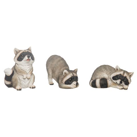 Woodland Raccoon Figurines Set of 3 Resin Home Decorations for Spring Decorative Objects