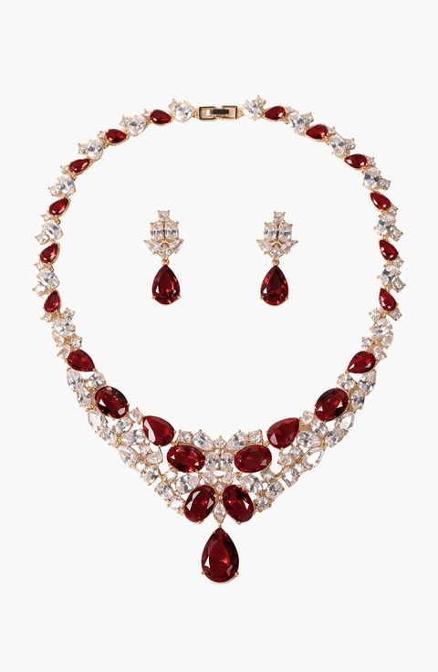 Floral Statement Necklace And Drop Earring Set