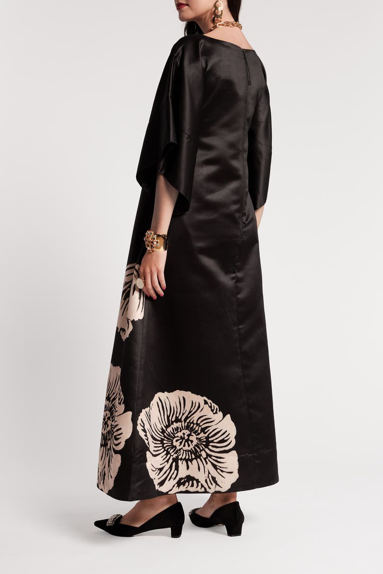 Spinnaker Maxi Dress Carefree Chrysanthemum, Alternate, color, Black/Camel