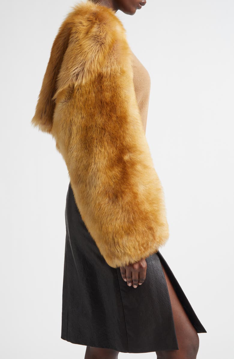 FERRAGAMO Genuine Shearling Bolero, Alternate, color, Gold Fox