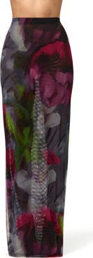 Naked Wardrobe Baroque Bloom Mesh Maxi Skirt