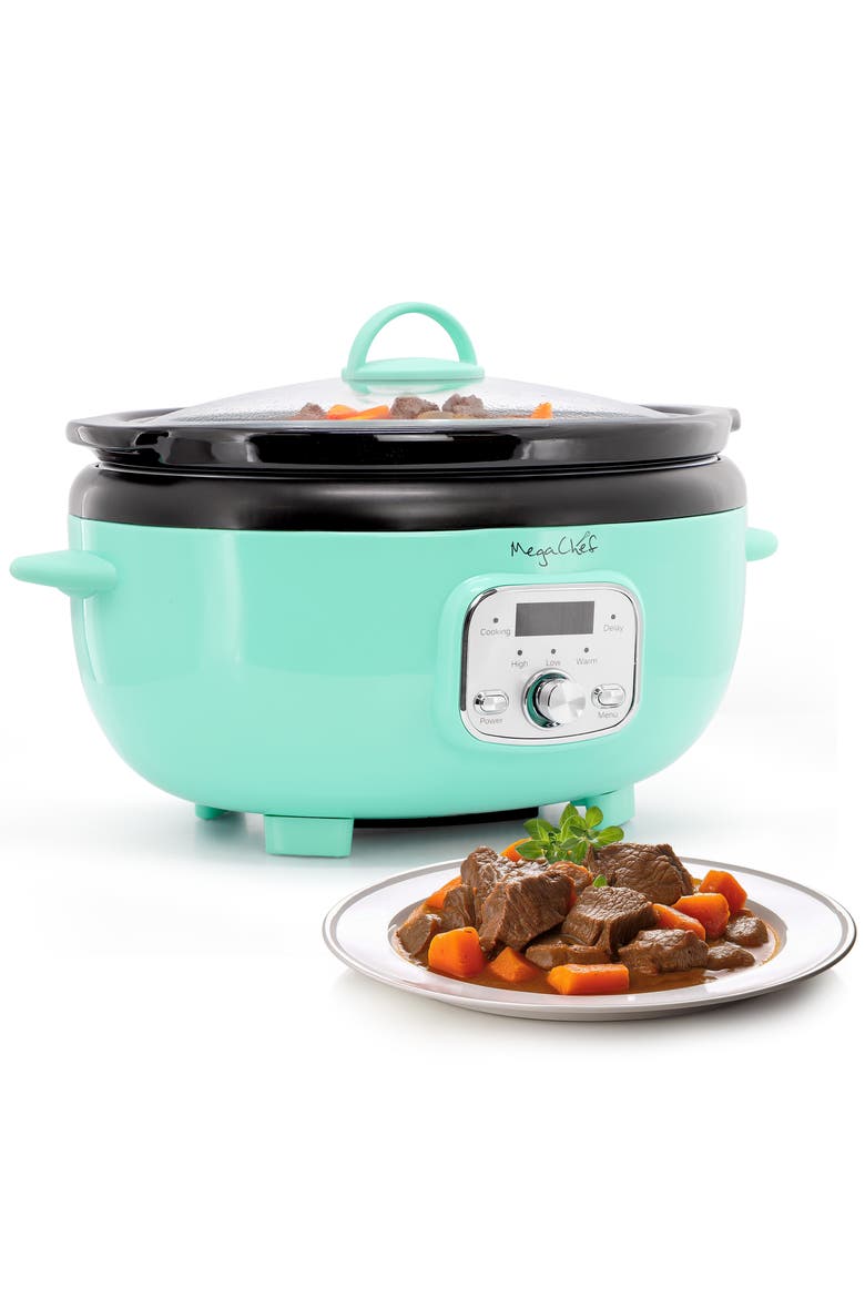 6.9 Quart Oval Electric Slow Cooker, Main, color, Blue