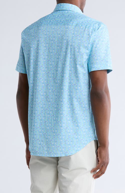 Bugatchi Miles Short Sleeve Stretch Cotton Button-up Shirt