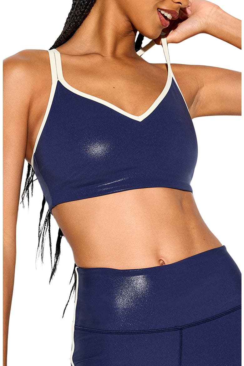 Libra High Gloss Longline Sports Bra, Main, color, INDIGO
