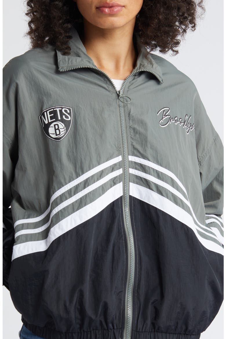 Women's WEAR by Erin Andrews Silver Brooklyn Nets Vintage Full-Zip Windbreaker, Alternate, color, Silver