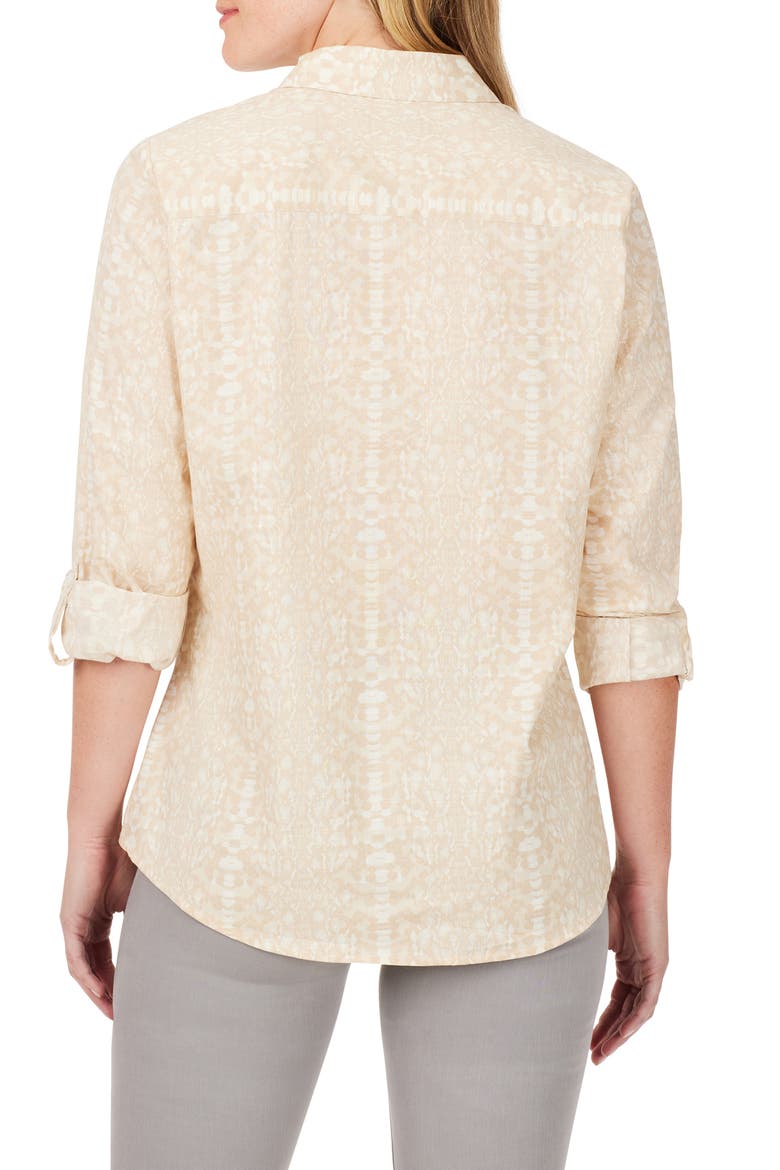 Zoey Abstract Print Cotton Button-Up Shirt, Alternate, color, IVORY MULTI